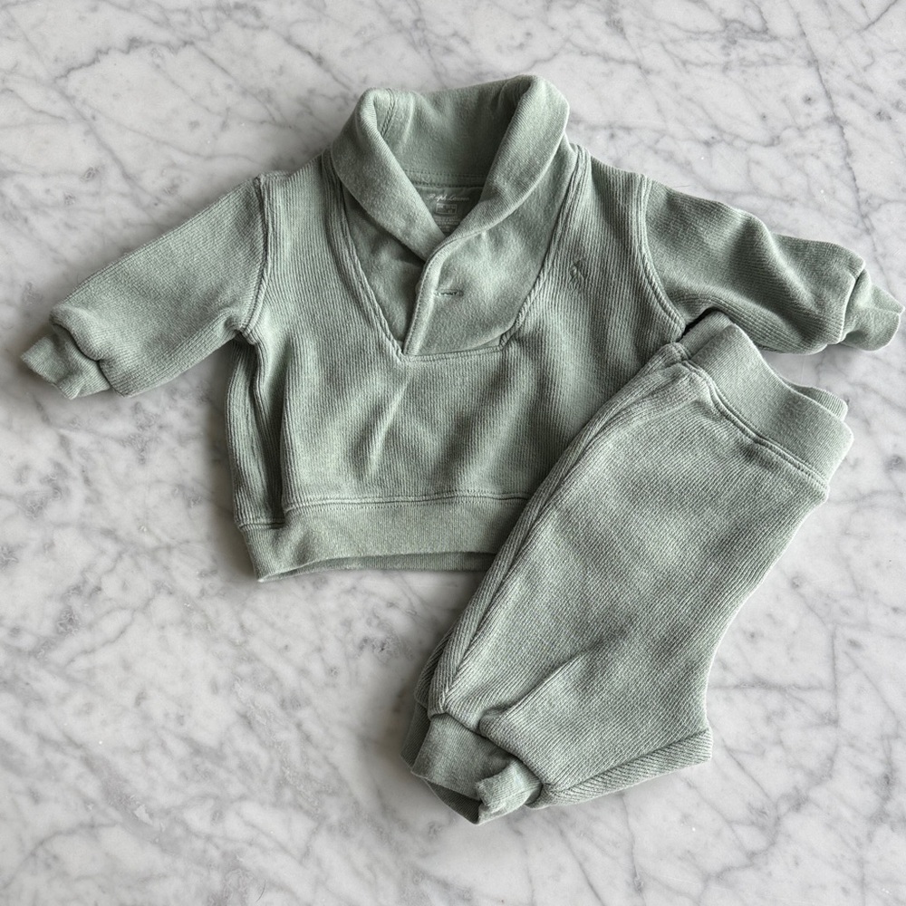 Ralph Lauren Shawl Collar Knit Top in Sage Green